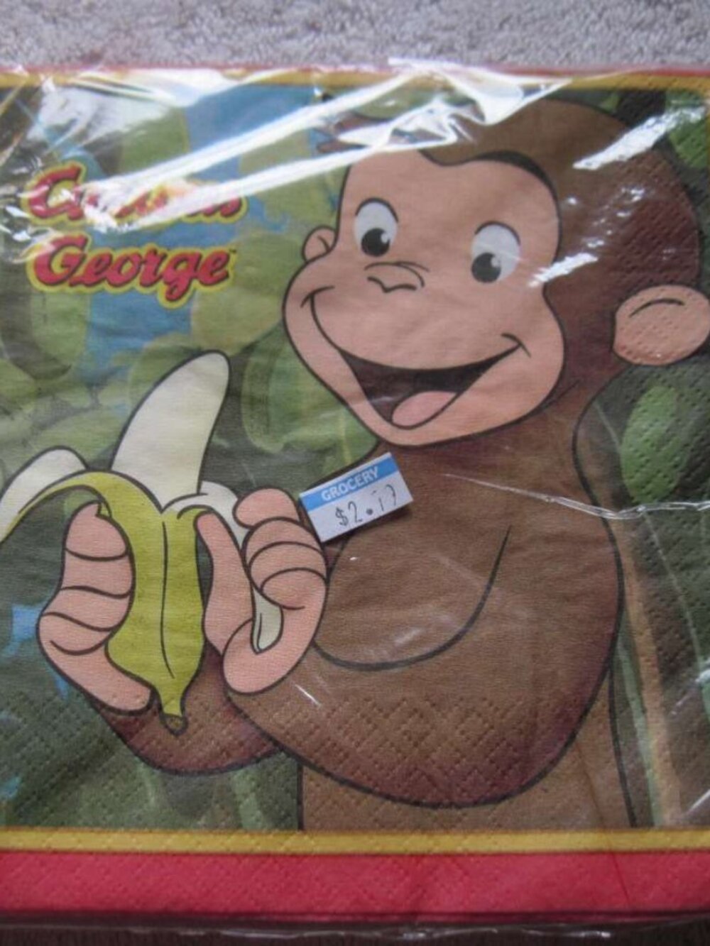 16 Curious George Peeling Banana Unique Party 2 Ply Paper Luncheon Napkins 13x13